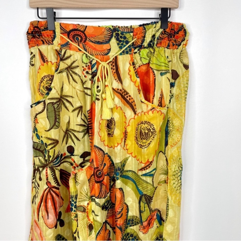 New Anthropologie Amaranth Gauzy Wide Leg Smocked Summer Beach Resort Pants S - Picture 4 of 8